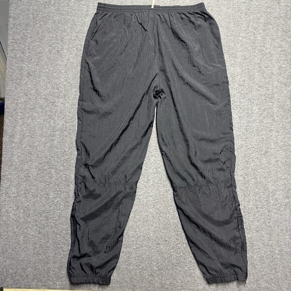 Vintage Reebok Track Pants Men's XL Black Loose Fit Ankle Zip Windbreaker Y2K - Picture 3 of 6